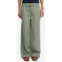 Superdry Linen Low Rise Pant - Green