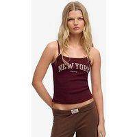 Superdry Athletic Essentials Graphic Print Cami Top - Burgundy