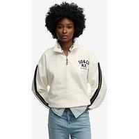 Superdry Country Club Applique Half Zip Sweatshirt - Cream