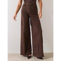Mango Danila High Waisted Wide Leg Jeans - Brown