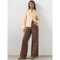 Mango Wide Leg Striped Jeans - Brown
