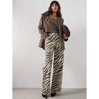 Mango Zebra-Print Straight-Fit Jeans - Cream