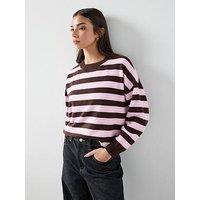 Mango Knit Striped Sweater - Brown