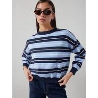 Mango Knit Striped Sweater - Blue