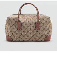 Mango Logo Print Bowling Bag - Brown