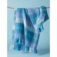 Bluebellgray Highland Check Sea Blue Throw 130Cm X 170Cm