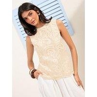 Friends Like These Premium Lace Sleeveless Top - Beige