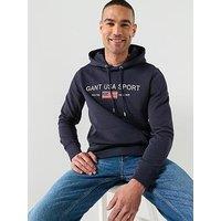 Gant Retro Large Graphic Hoodie - Navy