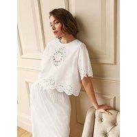 Laura Ashley Broderie Scallop Co Ord Top - White