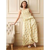 Laura Ashley Sleeveless Shirred Floral Dress - Yellow