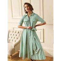 Laura Ashley Geometric Shirt Dress - Green