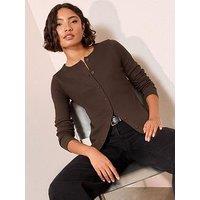 Friends Like These Button Through Rib Top - Brown