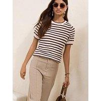 Friends Like These Ruffle Stripe Short Sleeve Top Brown