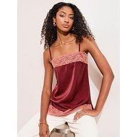 Friends Like These Contrast Lace Cami Top - Red