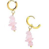 The Love Collection 18Ct Gold Pvd Plated Waterproof Stainless Steel Pink Gemstone Huggie Drop Earrings