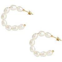 The Love Collection 18Ct Gold Pvd Plated Waterproof Stainless Steel Pearl Hoops