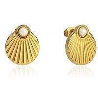 The Love Collection Shell Stainless Steel Ear Studs With Pearl