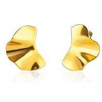 The Love Collection Gold Plated Stainless Steel Wave Stud Earrings