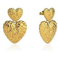 The Love Collection Gold Plated Stainless Steel Textured Heart Drop Earrings