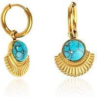 The Love Collection Gold Plated Stainless Steel Boho Turquoise Charm Hoop