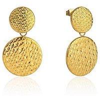 The Love Collection Gold Plated Stainless Steel Hammered Circle Drop Earrings
