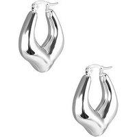 The Love Collection Stainless Steel Chunky V Shaped Creole Earrings