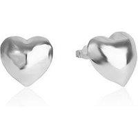 The Love Collection Sterling Silver Puffy Heart Studs