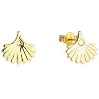 The Love Collection Gold Plated Sterling Silver Fan Shaped Stud