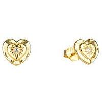 The Love Collection Gold Plated Sterling Silver Cz Heart Studs