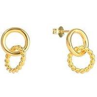 The Love Collection Gold Plated Sterling Silver Braided Door Knocker Hoop Droppers