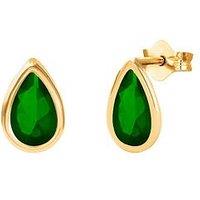 The Love Collection 9Ct Yellow Gold Emerald Cz Teardrop Rubover Stud