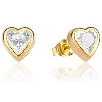 The Love Collection 9Ct Yellow Gold Rubover Heart Studs