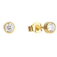 The Love Collection 9Ct Yellow Gold Tiny White Cz Rubover Studs