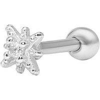 The Love Collection Starburst Sterling Silver Ball Back Cz Stud Single