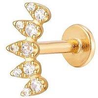 The Love Collection Gold Plated Sterling Silver Cz Marquise Crown Labret Flat Back Earring