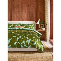 Orla Kiely Bubble Flower 100% Cotton Aqua Seagrass Quilt Set