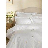 Sophie Allport Embriodered Sunflowers 100% Cotton White Quilt Set