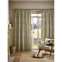 William Morris At Home Original Willow Lined Header Tape Curtain Olive Green
