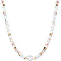 The Love Collection 18Ct Gold Pvd Plated Stainless Steel Gemstone & Freshwater Pearl Necklace