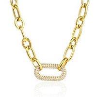 The Love Collection 18Ct Gold Pvd Plated Waterproof Stainless Steel Cz Link Necklace