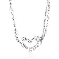 The Love Collection Waterproof Stainless Steel Multi Chain Molten Heart Necklace