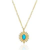 The Love Collection Gold Plated Stainless Steel Boho Turquoise Pendant Necklace