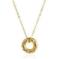 The Love Collection Gold Plated Stainless Steel Cz Donut Pendant Necklace