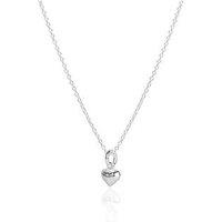 The Love Collection Sterling Silver Dainty Puffy Heart Charm With Curb Chain