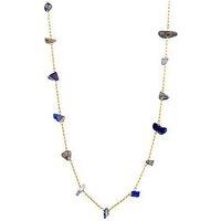 The Love Collection 18Ct Gold Pvd Plated Waterproof Stainless Steel Blue Gemstone Necklace