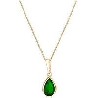 The Love Collection 9Ct Gold Yellow Emerald Pear Shape Rubover Necklace