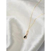 The Love Collection 9Ct Gold Yellow Sapphire Pear Shape Rubover Necklace
