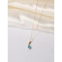 The Love Collection 9Ct Gold Yellow Turquoise Pear Shape Rubover Necklace