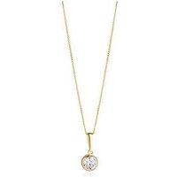The Love Collection 9Ct Yellow Gold White Cz Rubover Pendant