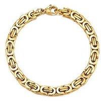 The Love Collection Men'S Gold Plated Stainless Steel Byzantine Bracelet